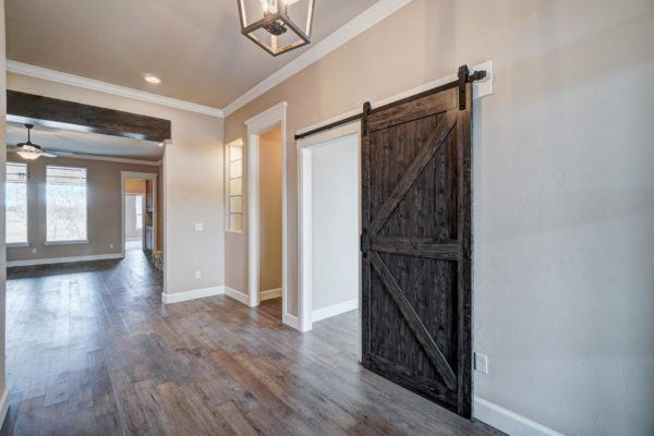 house interior, sliding barn door