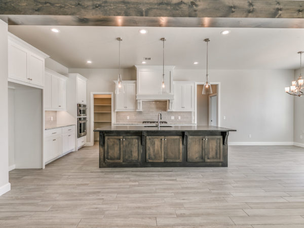 house interior, kitchen with beam