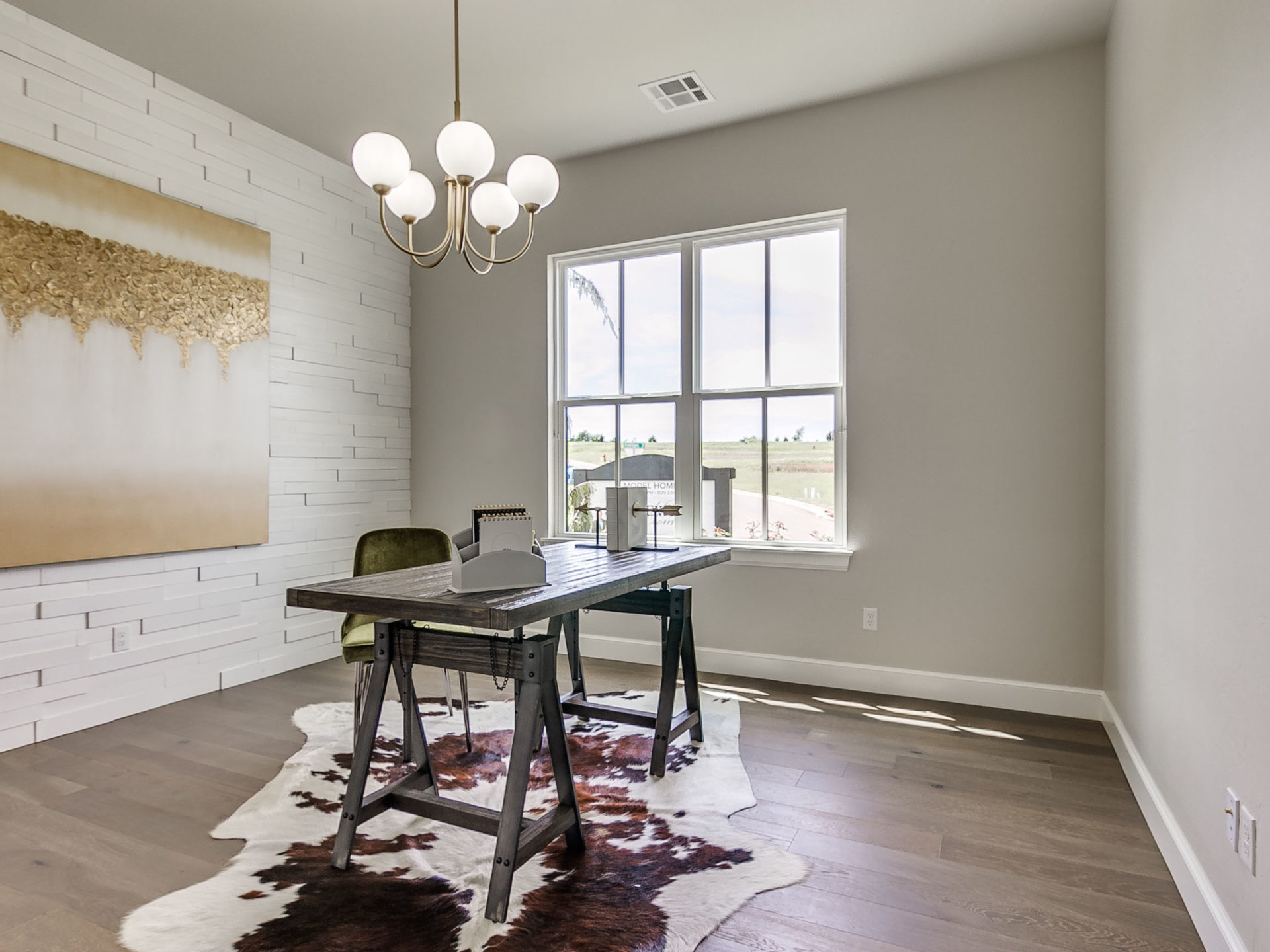 house interior, office with accent wall