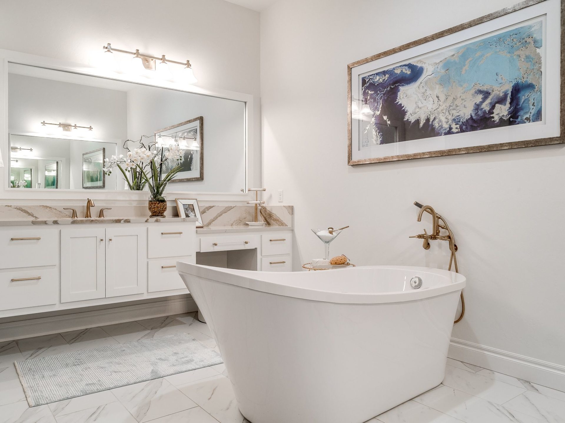 master bath with standalone tub