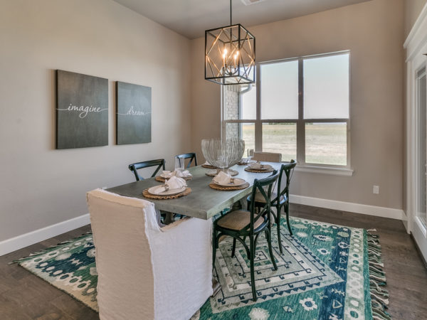 house interior, dining room with big windows