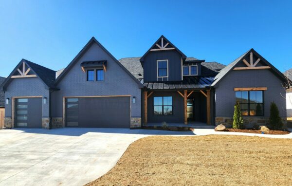 front elevation, custom home, dark exterior, black exterior, new home, custom house