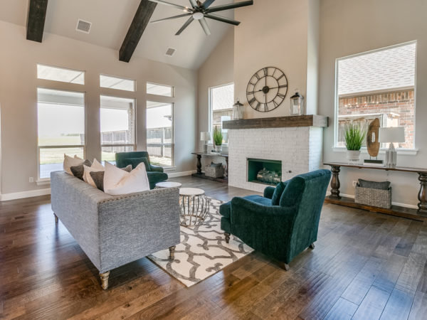 house interior, living room with fireplace