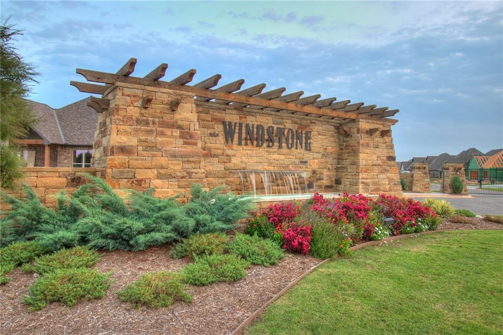 Waterfall entrance to Windstone neighborhood in Norman