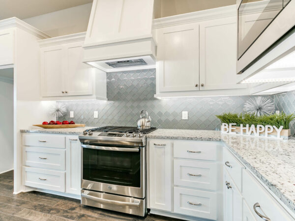 kitchen, tile, backsplash, vent hood, new construction, kitchen design, interior design, homes in Norman, Norman OK